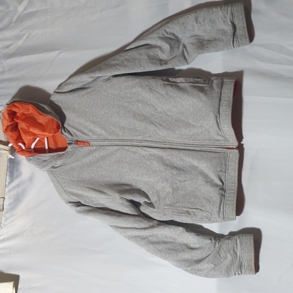 Hugo Boss Men's Size L Reversible Grey & Orange Zip Up Hoodie